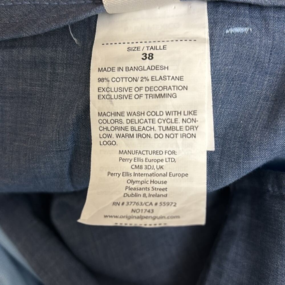 Men’s Original Penguin Bedford Cord Slim Fit Shorts Size 38 Light Blue New - Picture 7 of 9